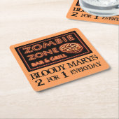 Grappige Halloween Zombie Zone Bloody Marys Kartonnen Onderzetters (Schuin)