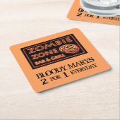 Grappige Halloween Zombie Zone Bloody Marys Kartonnen Onderzetters (Schuin)