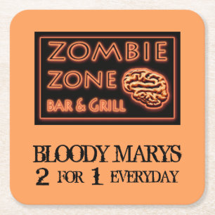 Grappige Halloween Zombie Zone Bloody Marys Kartonnen Onderzetters