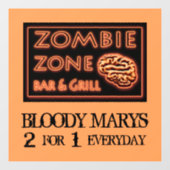 Grappige Halloween Zombie Zone Bloody Marys Raamsticker (Vel)
