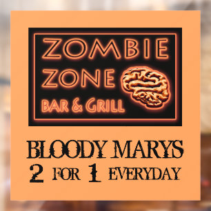 Grappige Halloween Zombie Zone Bloody Marys Raamsticker