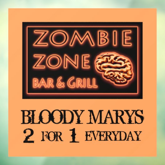 Grappige Halloween Zombie Zone Bloody Marys Raamsticker (Vel 3)