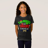 Grappige Halloween zombies eten hersenen je bent v T-shirt (Voorkant volledig)