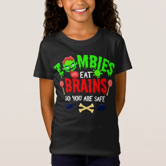 Grappige Halloween zombies eten hersenen je bent v T-shirt (Voorkant)
