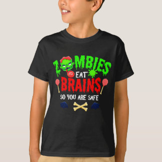 Grappige Halloween zombies eten hersenen je bent v T-shirt