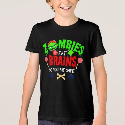 Grappige Halloween zombies eten hersenen je bent v Tri-Blend Shirt (Voorkant)