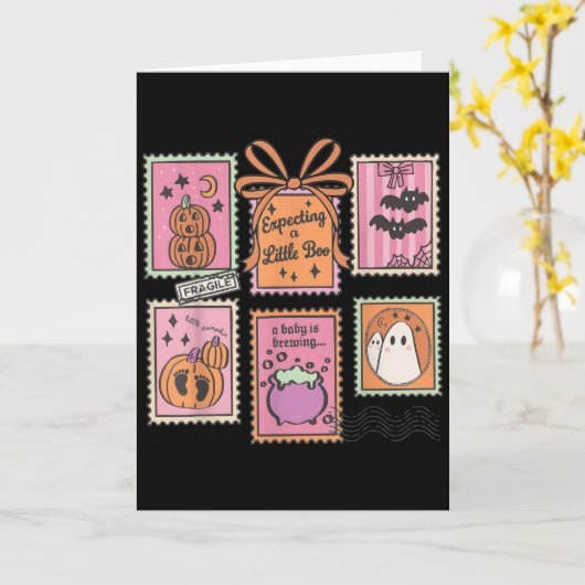 Grappige Halloween Zwangerschapsaankondiging Spook Kaart (Gele Bloem)