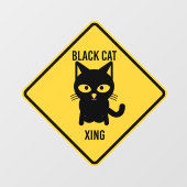 Grappige Halloween Zwarte Kat Crossing Sign Raamsticker (Vel)