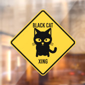 Grappige Halloween Zwarte Kat Crossing Sign Raamsticker (Vel 2)