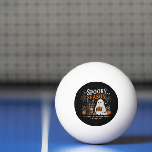 Grappige Halloween Zwarte Kat en Geest Koffieliefh Pingpongbal