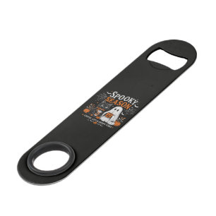 Grappige Halloween Zwarte Kat en Geest Koffieliefh Speed Flessenopener