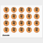 Grappige Halloween Zwarte Kat en Vleermuis Ronde Sticker (Vel)