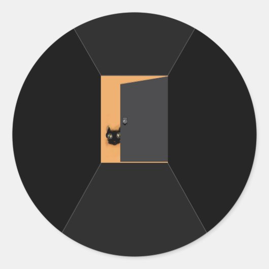 Grappige Halloween Zwarte Kat Ronde Sticker (Voorkant)