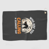 Grappige Halloween Zwarte Kat Schijtluis Vector On Golfhanddoek (Horizontaal)