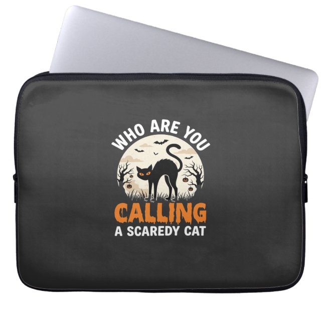Grappige Halloween Zwarte Kat Schijtluis Vector On Laptop Sleeve (Voorkant)