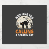 Grappige Halloween Zwarte Kat Schijtluis Vector On Sparkling Wijnetiket (Enkel label)
