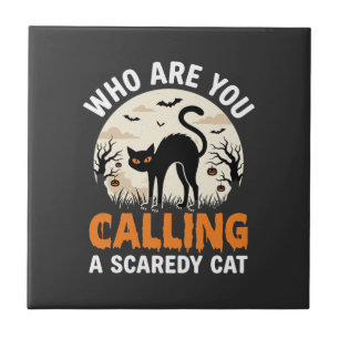 Grappige Halloween Zwarte Kat Schijtluis Vector On Tegeltje