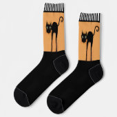 Grappige Halloween Zwarte Kat Sokken (Links)