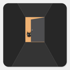 Grappige Halloween Zwarte Kat Vierkante Sticker
