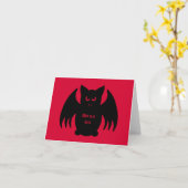 Grappige Halloween zwarte vampier vleermuis op don Kaart (Gele Bloem)