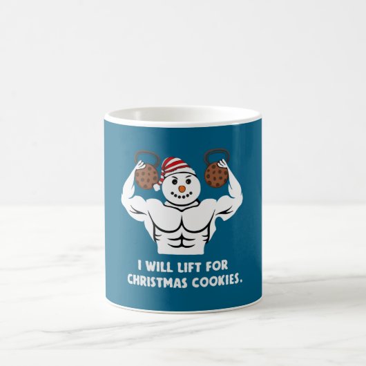 Grappige haltersnowman kerst gym workout koffiemok (Center)