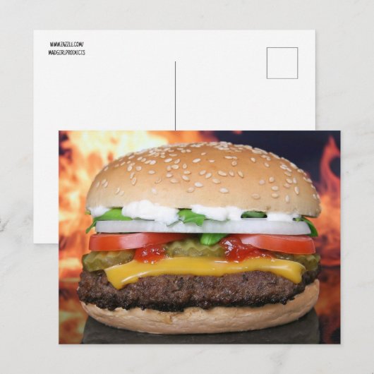 GRAPPIGE HAMBURGER CHEESEBURGER BRIEFKAARTEN (Voorkant / Achterkant)