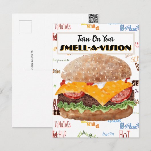 Grappige hamburger fastfood briefkaart (Voorkant / Achterkant)