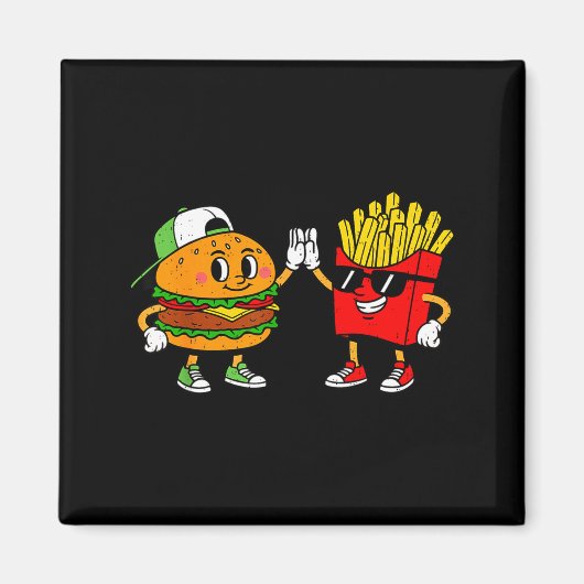 Grappige Hamburger Franse Frieten Combo Snacks Fas Magneet (Voorkant)