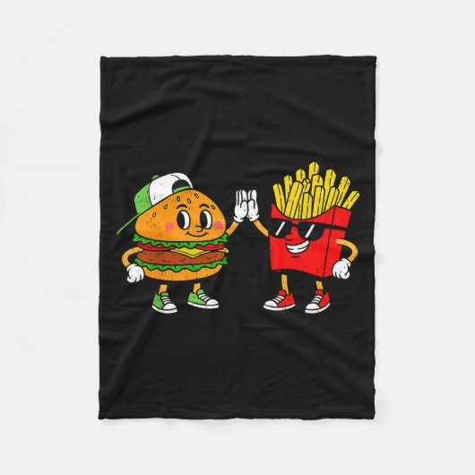 Grappige Hamburger Franse Frietjes Combo Snacks Fa Fleece Deken (Voorkant)
