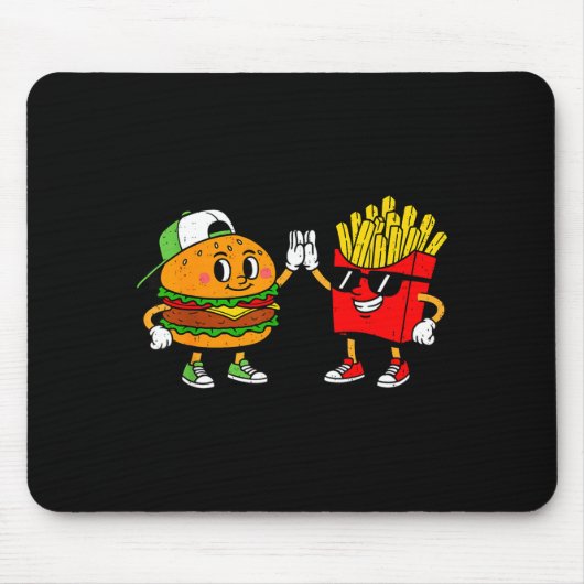 Grappige Hamburger Franse Frietjes Combo Snacks Fa Muismat (Voorkant)