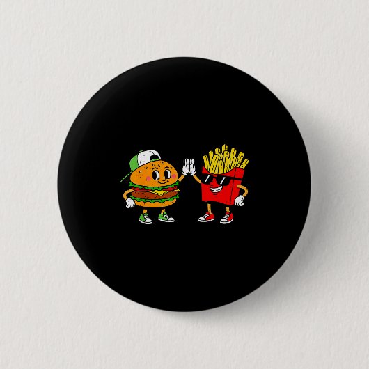 Grappige Hamburger Franse Frietjes Combo Snacks Fa Ronde Button 5,7 Cm (Voorkant)