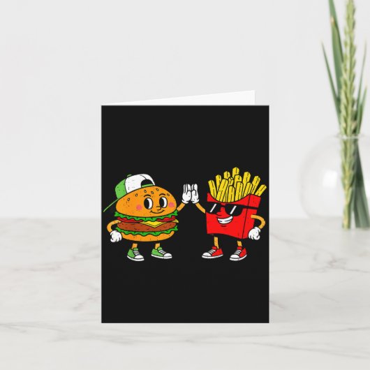 Grappige Hamburger Frites Combo Snacks Fast Food Kaart (Voorkant)