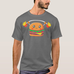 Grappige hamburger lifting friet t-shirt