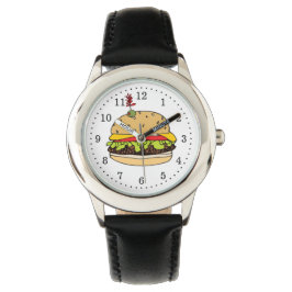 Grappige hamburger tijd horloge
