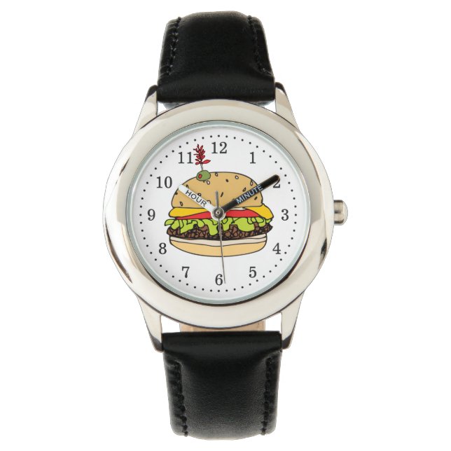 Grappige hamburger tijd horloge (Voorkant)