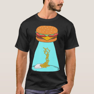 Grappige hamburger UFO vliegende schotel ontvoeren T-shirt