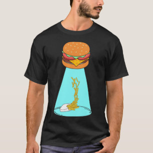 Grappige hamburger UFO vliegende schotel ontvoeren T-shirt