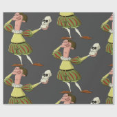 Grappige Hamlet Shakespeare-acteur met schedel Cadeaupapier (Vlak)