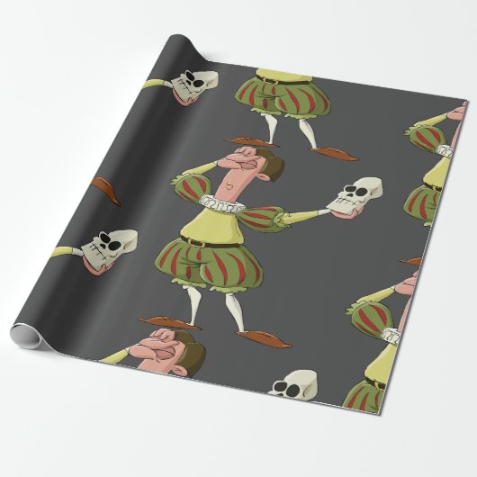 Grappige Hamlet Shakespeare-acteur met schedel Cadeaupapier (Uitgerold)