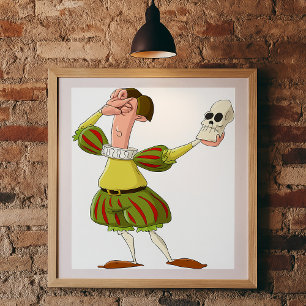 Grappige Hamlet Shakespeare-acteur met schedel Poster