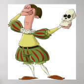 Grappige Hamlet Shakespeare-acteur met schedel Poster (Voorkant)