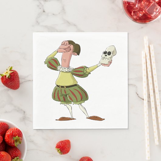 Grappige Hamlet Shakespeare-acteur met schedel Servet
