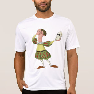 Grappige Hamlet Shakespeare-acteur met schedel T-shirt