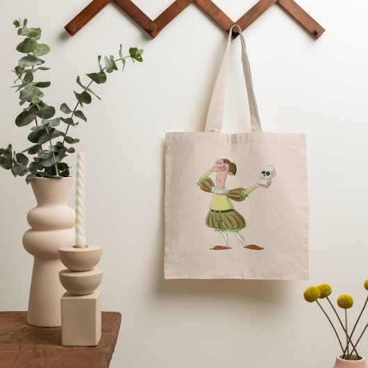Grappige Hamlet Shakespeare-acteur met schedel Tote Bag