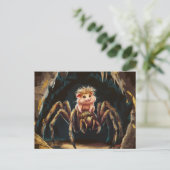 Grappige hamster die een gigantische spin door de  briefkaart (Staand voorkant)