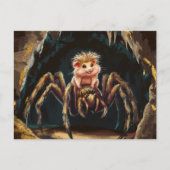 Grappige hamster die een gigantische spin door de  briefkaart (Voorkant)