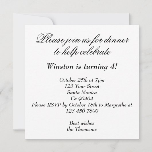 Grappige Hamster Diner uitnodiging, Hamster Kaart (Achterkant)