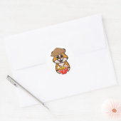 Grappige hamster eet noedels ronde sticker (Envelop)