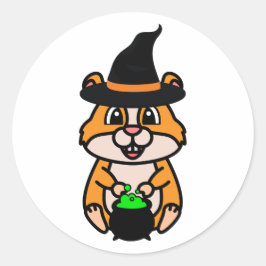 Grappige hamster is een heks ronde sticker