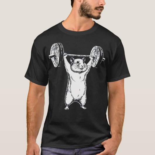Grappige Hamster Krachttraining Gym Workout Dier T-shirt (Voorkant)